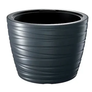 Maceta Baja Con Deposito 22L Maze De Plastico En Color Antracita 37,5 (Largo) X 37,5 vasto X 27,9 (Alto) Cm