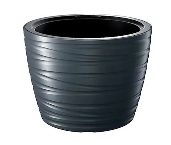 Maceta Baja Con Deposito 22L Maze De Plastico En Color Antracita 37,5 (Largo) X 37,5 vasto X 27,9 (Alto) Cm