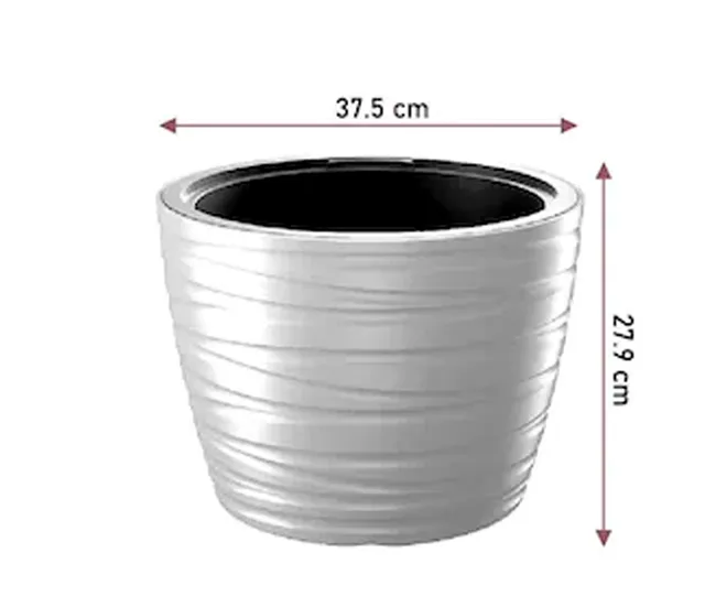 Maceta Baja Con Deposito 22L Maze De Plastico En Color Antracita 37,5 (Largo) X 37,5 vasto X 27,9 (Alto) Cm