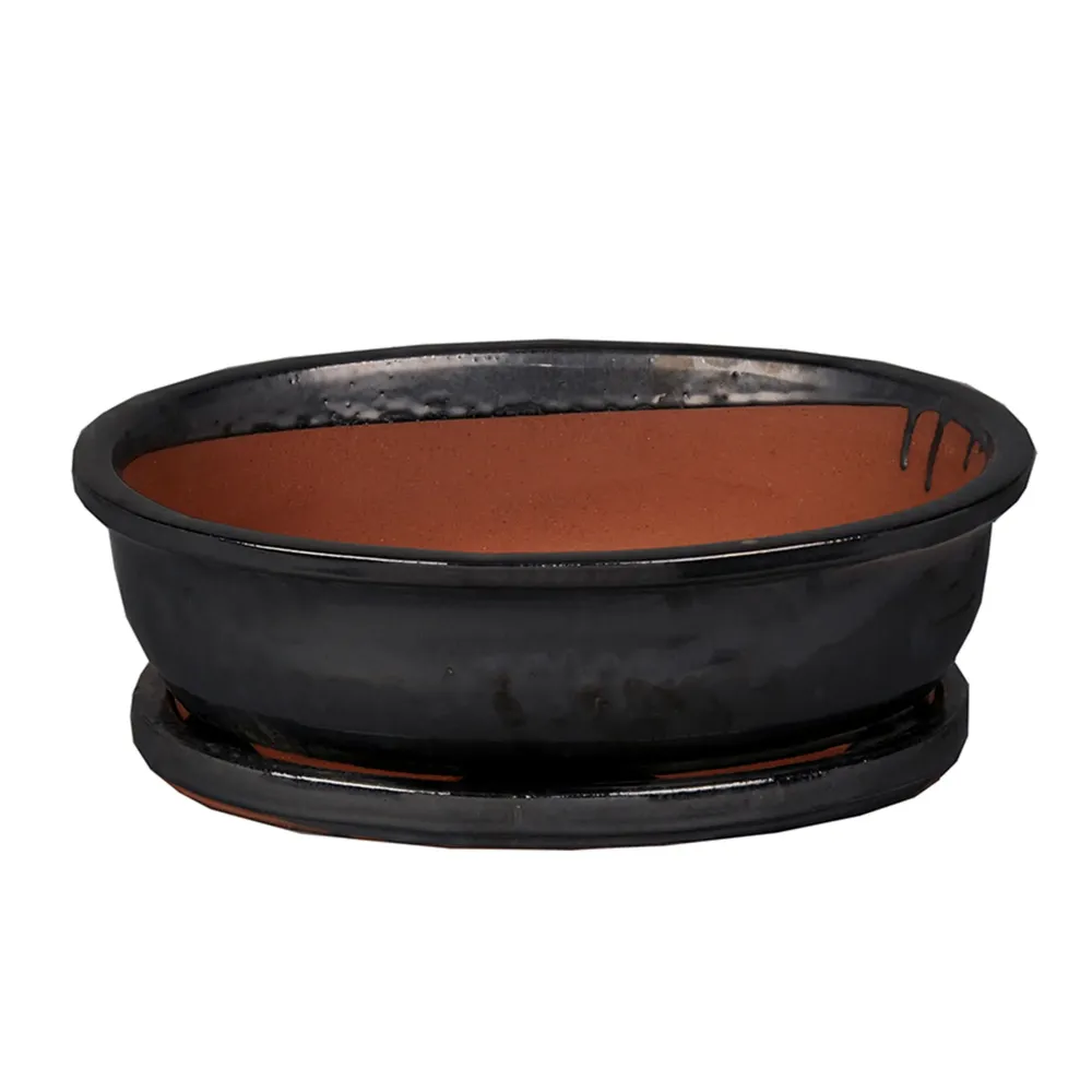 Maceta bonsai asuka+plato antracita