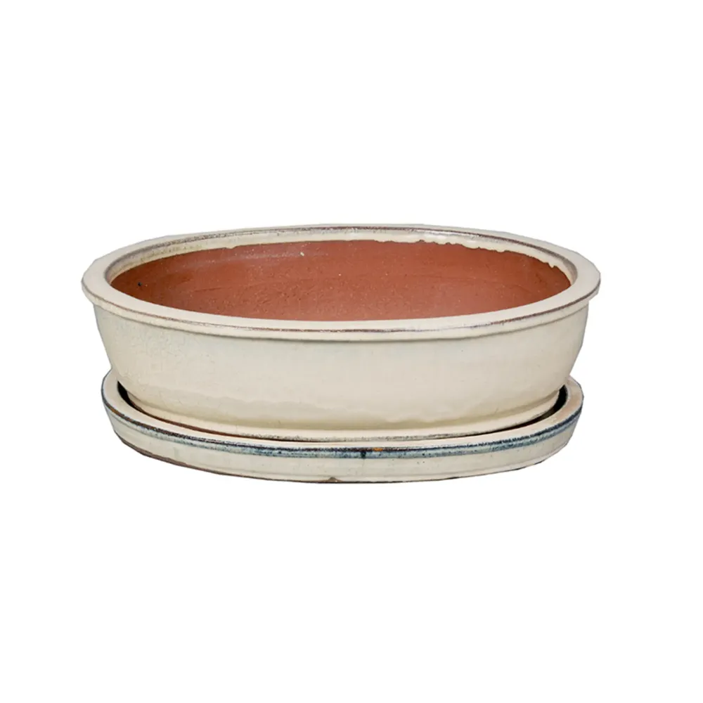 Maceta bonsai asuka+plato blanco