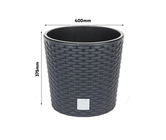 Maceta Redonda 37,65 Litros Rato Con Cubilete Para Plantar En Color Antracita 40 X 40 X 37,5 Cm