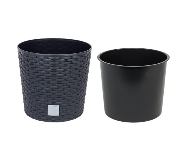 Maceta Redonda 37,65 Litros Rato Con Cubilete Para Plantar En Color Antracita 40 X 40 X 37,5 Cm