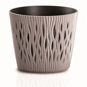 Maceta Redonda De Plastico Sandy Round En Color Mocca 15,8 (Largo) X 15,8 (Ancho) X 13,8 grande Cm