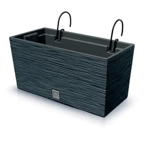 Macetero color antracita, con depósito y ganchos para colgar, colección FURU, de 39,5 x 18,5 x 19,5 cm, capacidad de 8 L.
