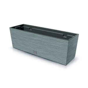 Macetero color cemento, con depósito, colección FURU, de 58 x 18 x 19,5 cm, capacidad de 12 L.