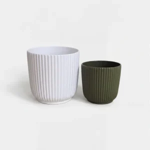 Macetero floral RAYAS 12,4cm colores surtidos blanco y verde