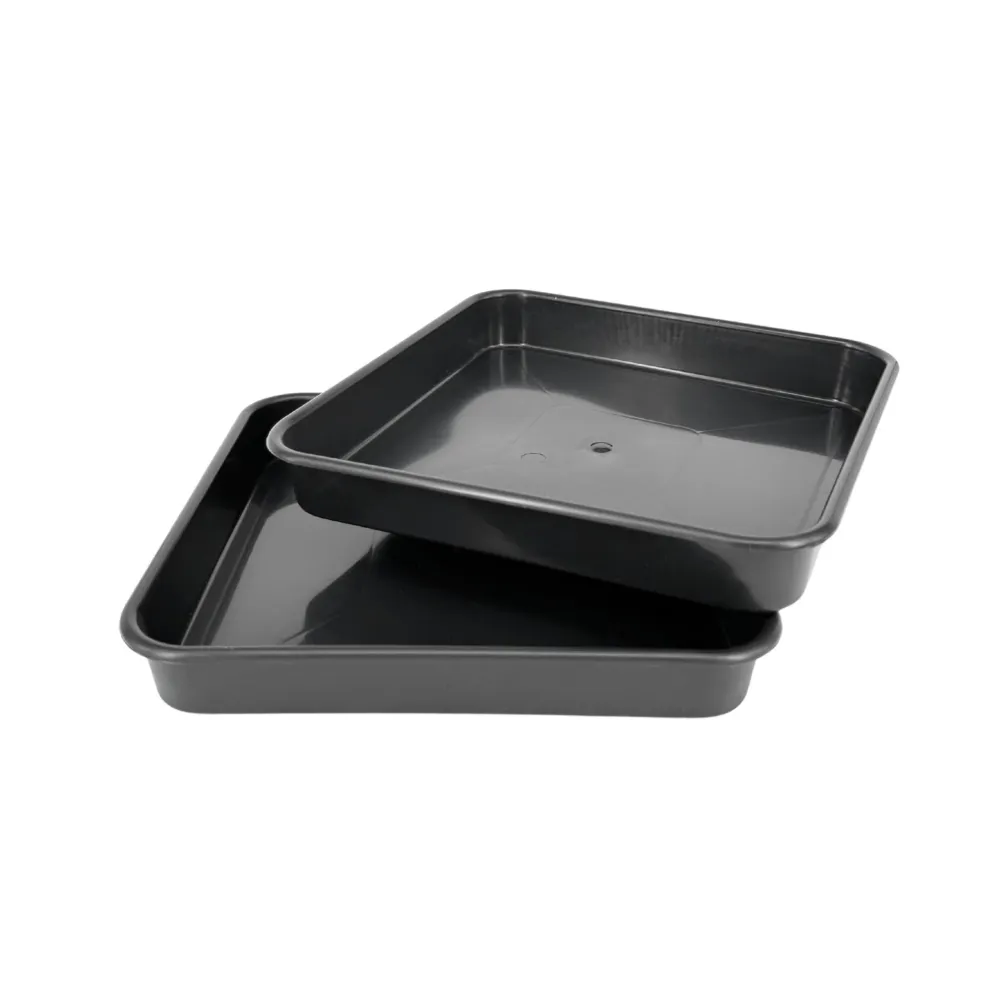Pack 50 Platos Cuadrados Negros 15x15 Cm | Sin Agujeros, Plástico Abultado – Para Macetas, Drenaje Y Germinación