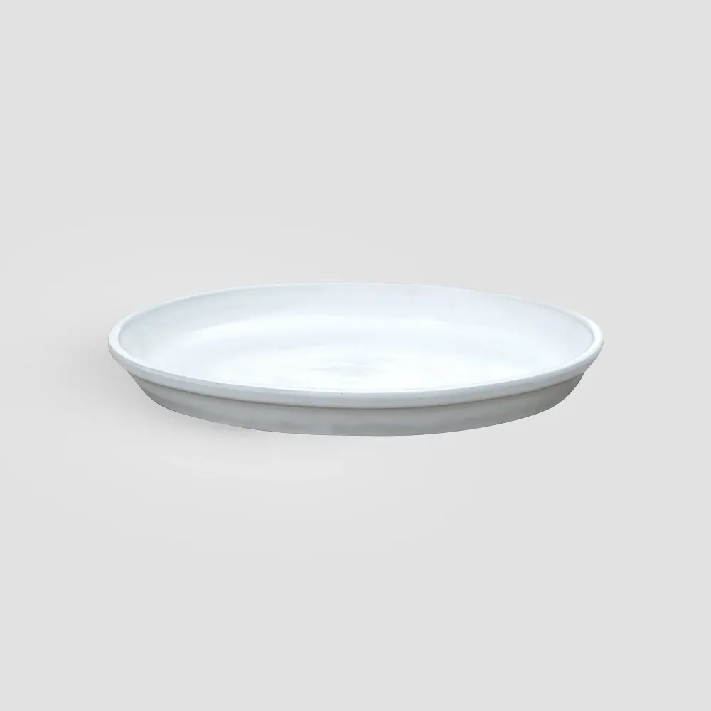 Plato redondo Fronda Glazed blanco