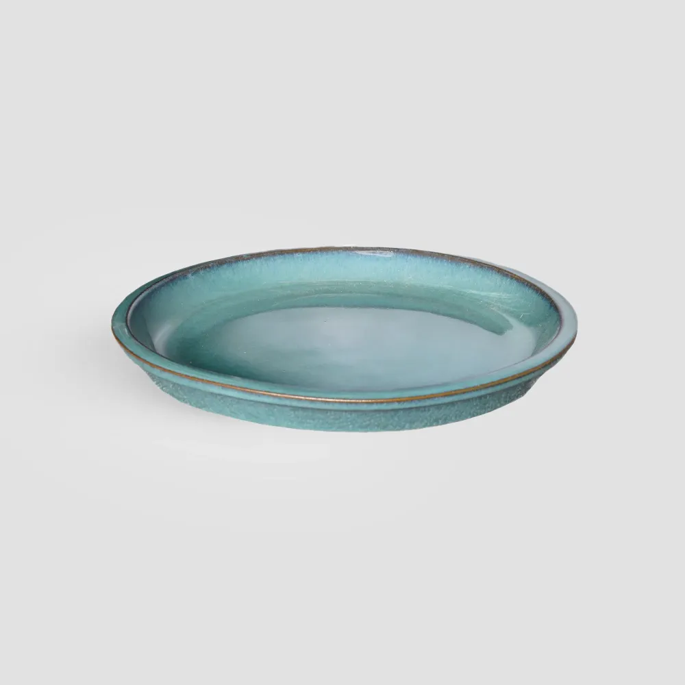 Plato redondo Fronda Glazed esmeralda