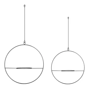 Set de 2x colgadores de plantas Opsterland metálico 130 x 30 cm negro