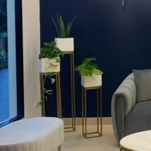 Set x 3 Macetas Milan + Soporte 60, 80 y 100cm Blanca Cubo 120x80Cm Terra Verde