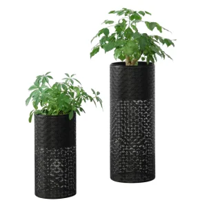 Set de 2 x soportes de flores Virton - con Macetero - Estantes para plantas - Estilo decorativo - Metálico - Negro