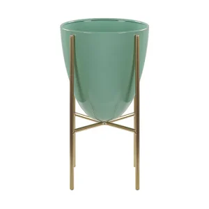 Soporte para maceta verde/dorado ⌀ 16 cm LEFKI