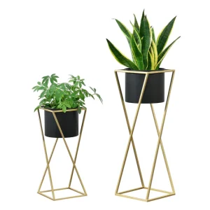 Soporte para plantas de metálico - Set de 2 piezas - 50 x 21 x 21 cm y 70 x 24 x 24 cm - Estanterí para macetas - Bastidor...