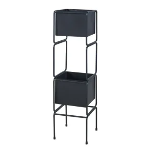 Soporte para plantas Sveio 2 niveles metálico 76x20x20 cm - Negro