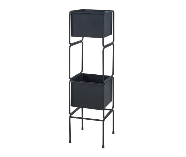 Soporte para plantas Sveio 2 niveles metálico 76x20x20 cm - Negro