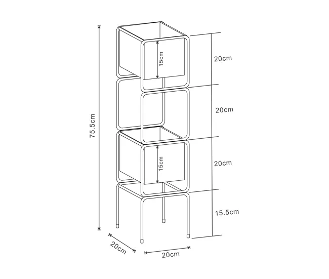 Soporte para plantas Sveio 2 niveles metálico 76x20x20 cm - Negro