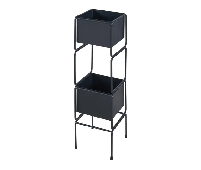 Soporte para plantas Sveio 2 niveles metálico 76x20x20 cm - Negro