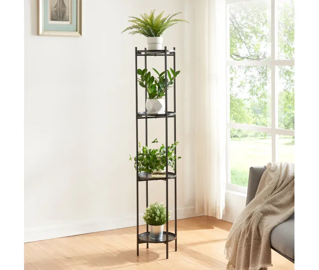 Soporte para plantas Tuusula de 2 niveles acero 54xØ25cm - Negro