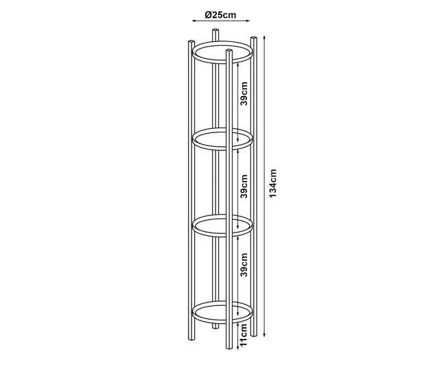 Soporte para plantas Tuusula de 2 niveles acero 54xØ25cm - Negro