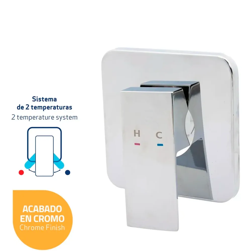Aplicador de Gránulos Mezclador Ducha Monocontrol Cuadrado Plateado Cromado