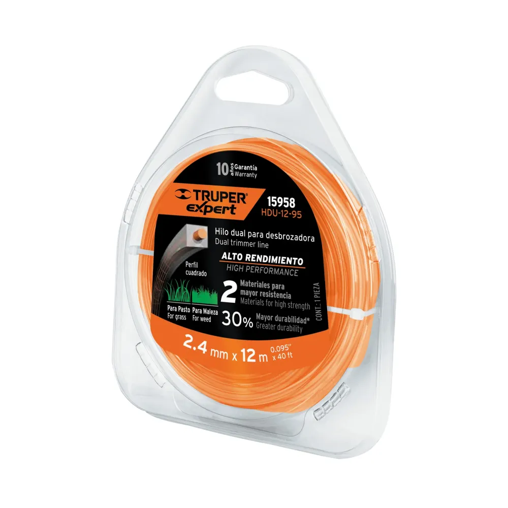 HILO PARA DESBROZADORA DOBLE, EN BLISTER, 12 M, 0.095"