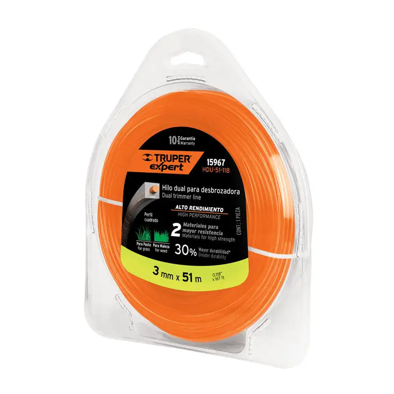 Rollo de hilo gemelo para desbrozadora de 3 mm x 51 m, 15967 truper expert hdu 51 118 para Cortacésped