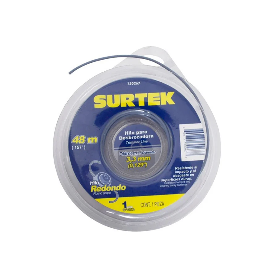 Nailon para desbrozadora en doble blíster 3.3mm x 48 mt Surtek 130267
