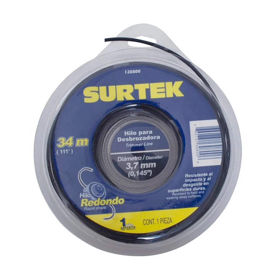 Nailon para desbrozadora en doble blíster 3.7mm x 34 mt Surtek 130800