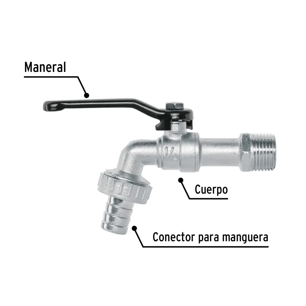 Conexión para Manguera Llave de esfera, 1/2" de cinc, Pretul