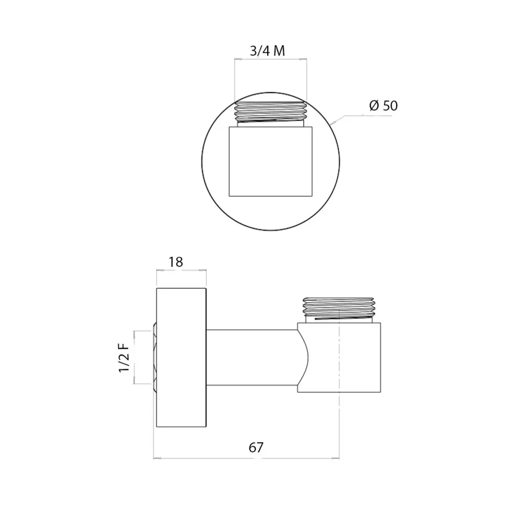 Soporte inferior con toma de agua para columna exterior de ducha oro cepillado - Resistente UV y Heladas