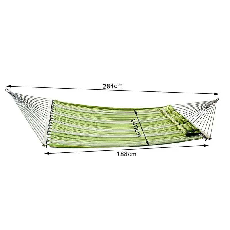 Hamaca colgante Outsunny 2 usuarios con almohada verde/amarillo 188x140 cm