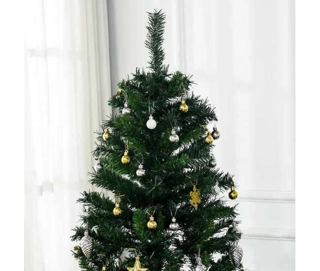 HOMCOM Árbol de Navidad con Luces LED Árbol Artificial 180 cm con 745 Ramas Bolas Adornos y Soporte de Acero Ø112x180 cm V...