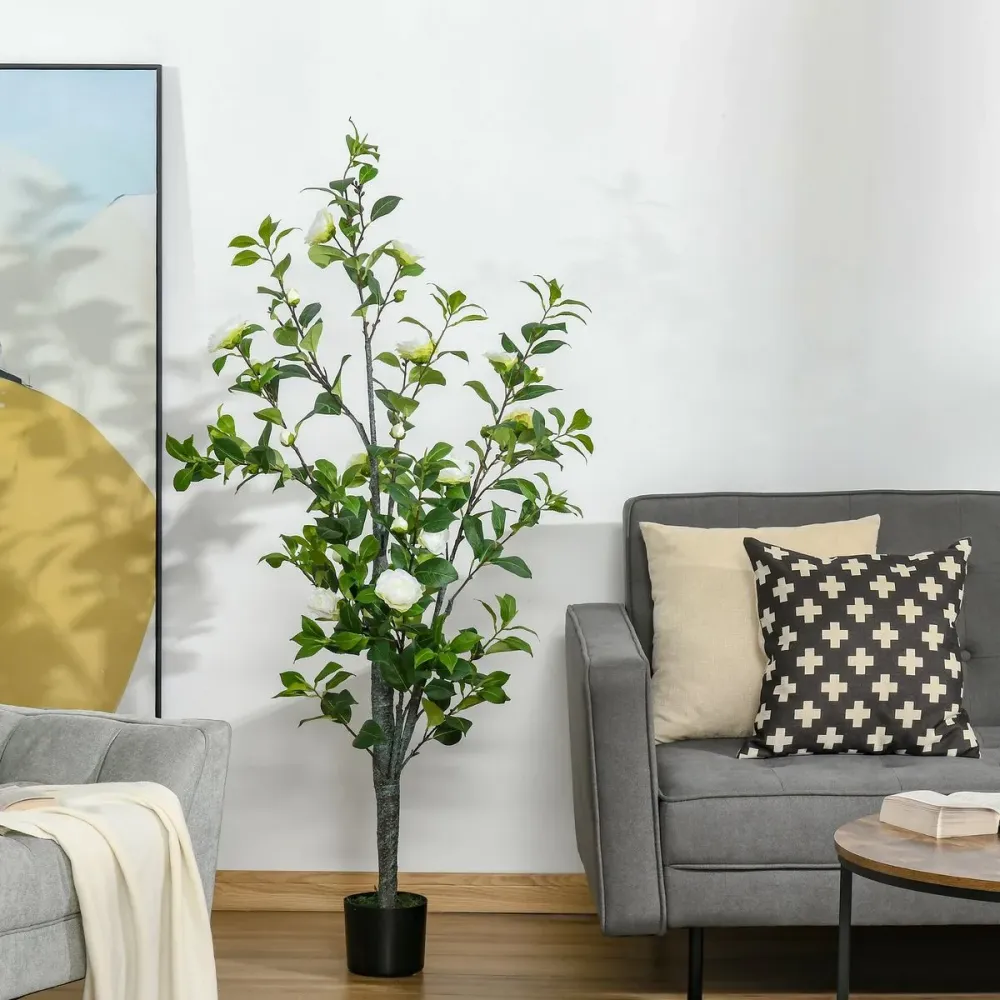 Árbol imitación camelia Homcom con maceta verde 150 cm