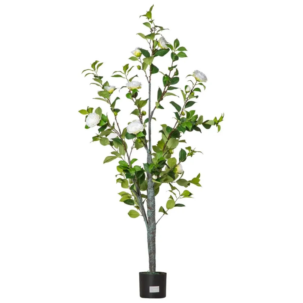 Árbol imitación camelia Homcom con maceta verde 150 cm
