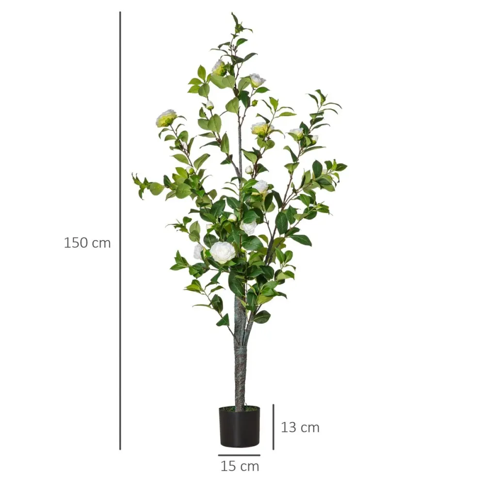 Árbol imitación camelia Homcom con maceta verde 150 cm
