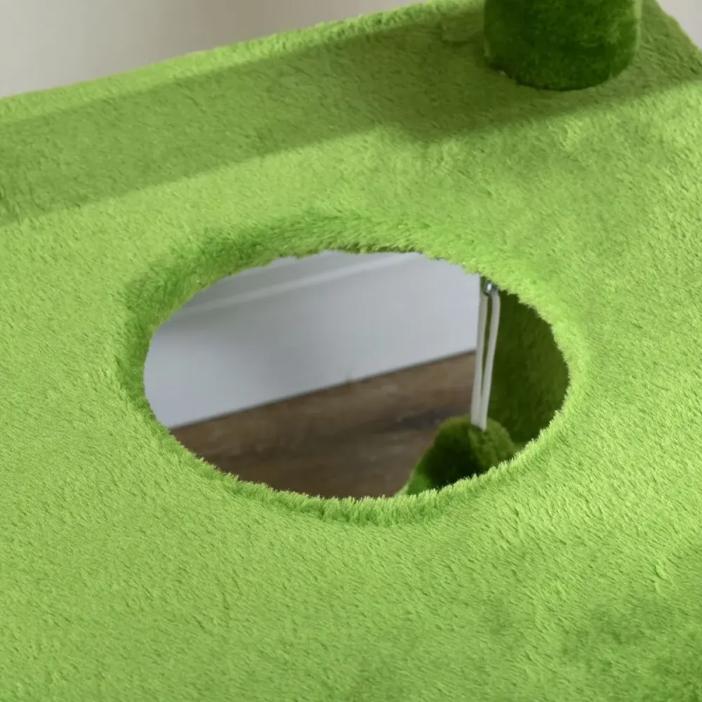 Árbol rascador Tortuga PawHut hamaca + plataforma + rascador + bola verde 142x49x49 cm