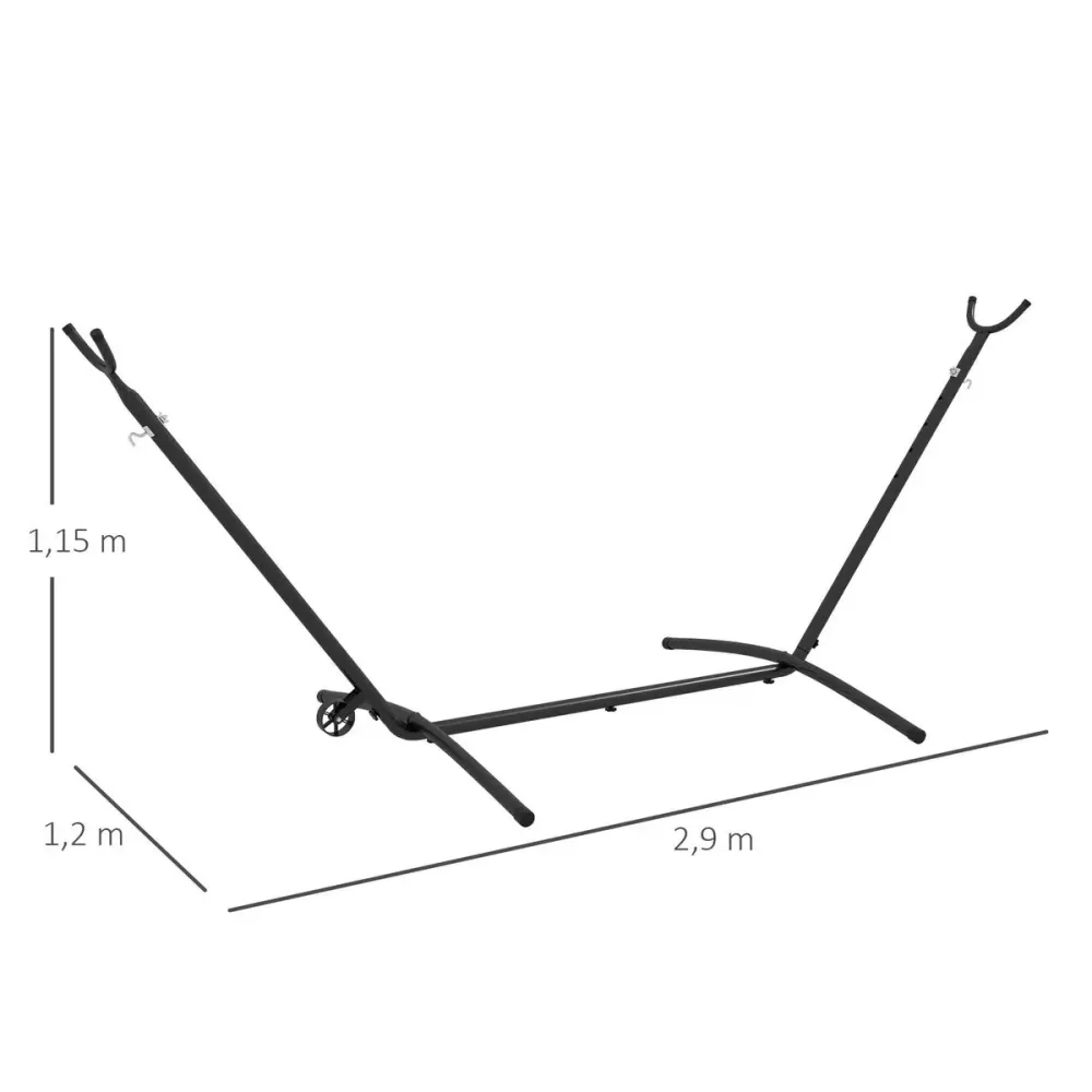 Soporte para hamacas Kea Outsunny 6 niveles de ajuste negro 115x290x120 cm con Estructura de Acero