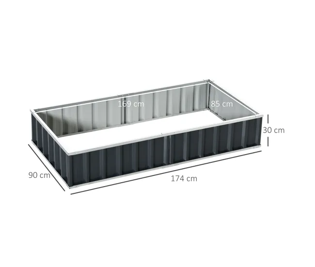 Motoazada de Gasolina Outsunny Huerto Urbano 174x90x30 cm Arriate de Jardín de Acero Presenta Guantes Jardinera Macetero R...