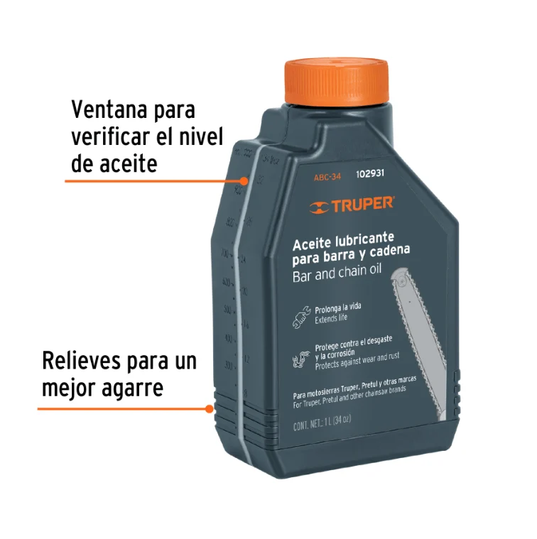 Aceite lubricante para barra y cadena de motosierra, Truper
