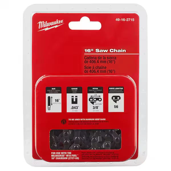 Cadena para Motosierra MILWAUKEE 49-16-2715 16" Repuesto Exclusivo