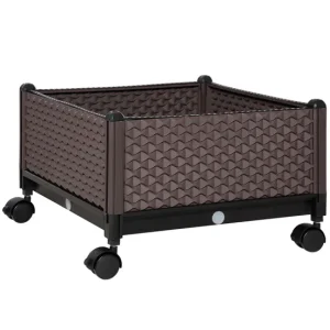 Reemplazo OEM Certificado Outsunny Jardinera de Plástico con Ruedas Macetero de Jardín con Agujeros de Drenaje para Cultiv...