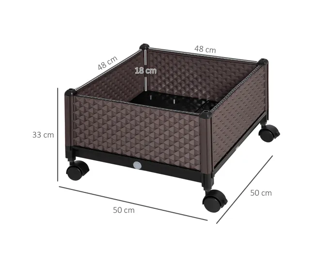 Reemplazo OEM Certificado Outsunny Jardinera de Plástico con Ruedas Macetero de Jardín con Agujeros de Drenaje para Cultiv...