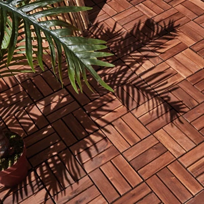 Abono Orgánico Premium Pack de 9 baldosas exterior madera de acacia 30x30 cm