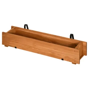Outsunny Arriate de Madera de Suelo o Pared Jardinera Rectangular Huerto Urbano con 2 Orificios de Drenaje y 2 Ganchos par...