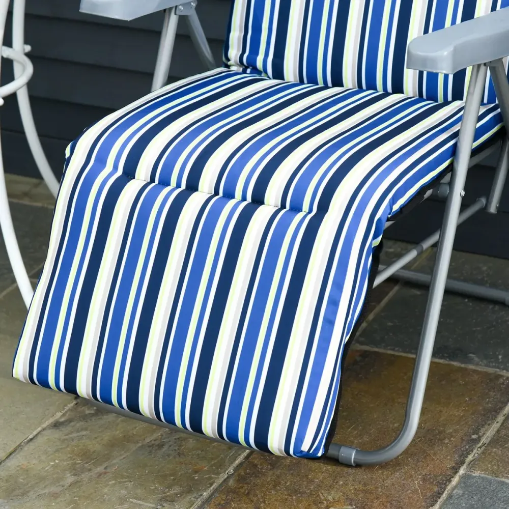 Pack de 2 tumbonas de jardín Outsunny acolchadas azul con Nutrientes Esenciales
