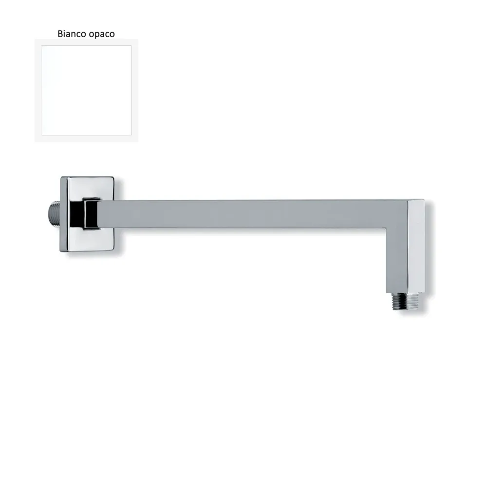 Braccio doccia squadrato ottone 22x22x400mm bianco opaco