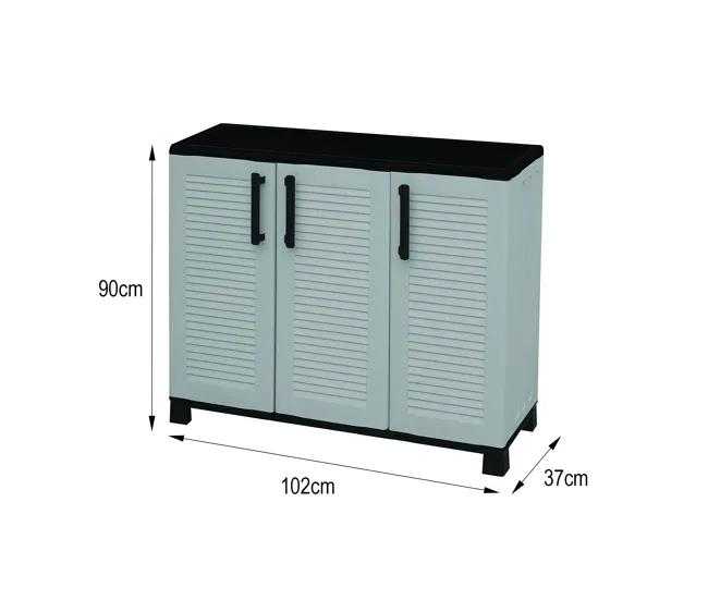 Armario exterior Dbelpann, Armario balcón multiusos, Mueble exterior 3 puertas, 100% Made Italy, 102x37h90 cm, Gris precis...