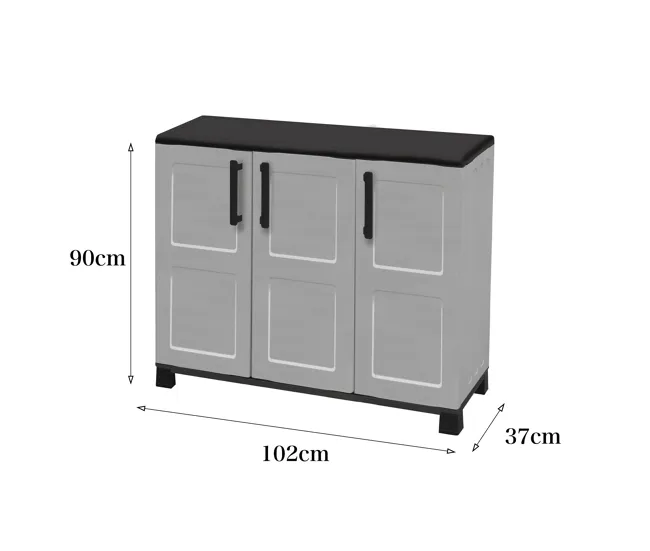 Armario exterior Dbelpann, Armario balcón multiusos, Mueble exterior 3 puertas, 100% Made Italy, 102x37h90 cm, Gris eviden...